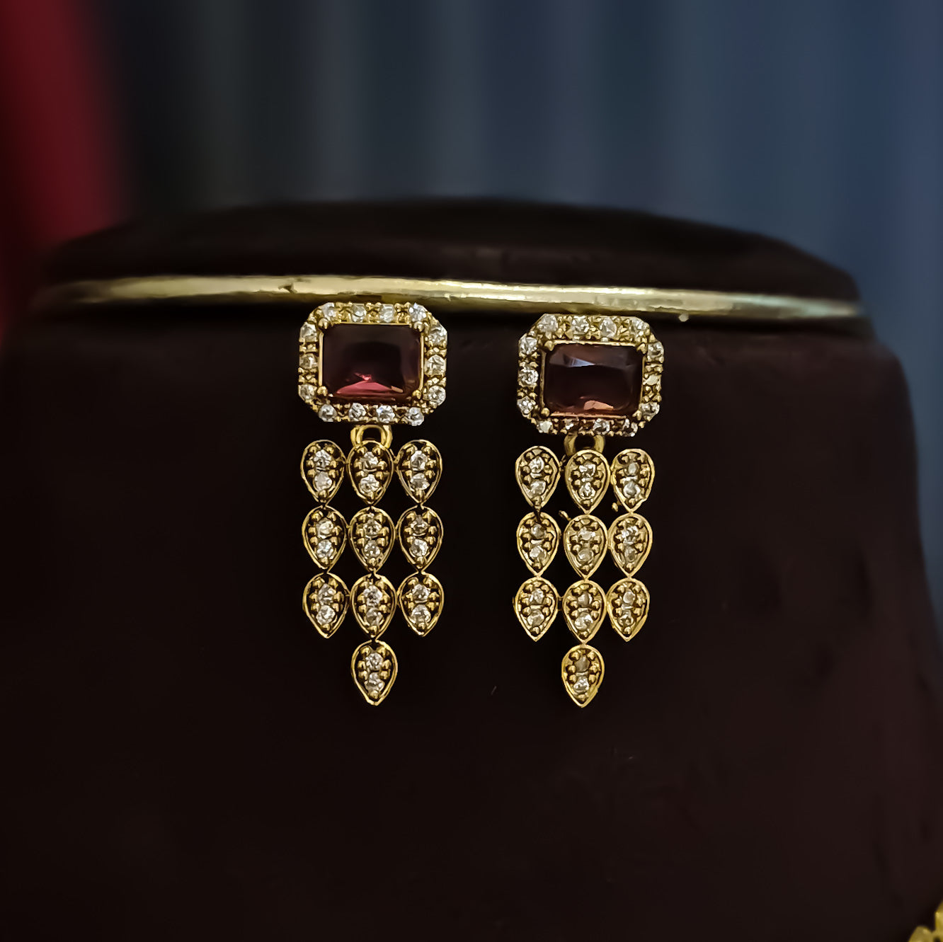 Samyukta Temple AD Necklace Set - Ruby