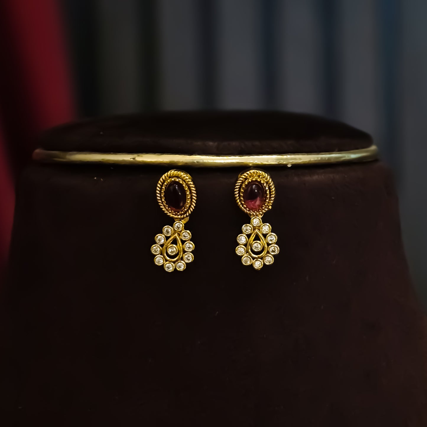 Ritika Navratan Temple AD Necklace Set - Multi