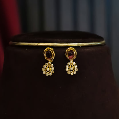 Ritika Navratan Temple AD Necklace Set - Multi