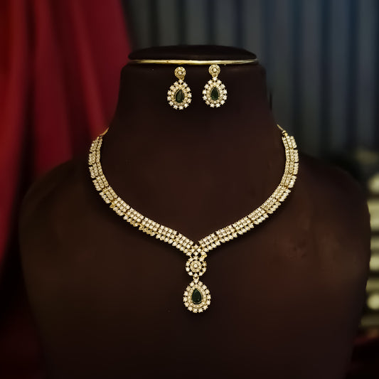 Nia Temple AD Necklace Set - Green