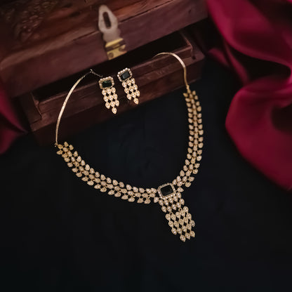 Samyukta Temple AD Necklace Set - Green