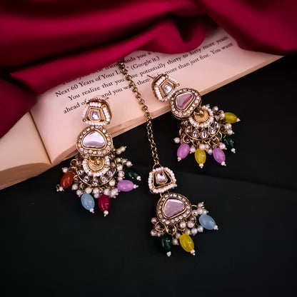 Ramsha Royal Kundan Necklace Set - Multi