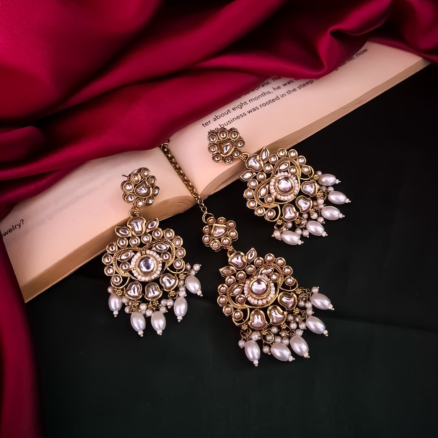 Sajal Royal Dabi Kundan Choker Necklace Set - Golden