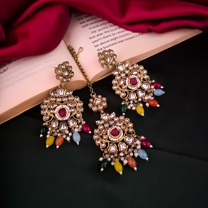 Sajal Royal Dabi Kundan Choker Necklace Set - Multi