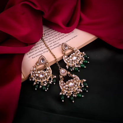 Rumaisa Jadau Kundan Necklace Set - Green