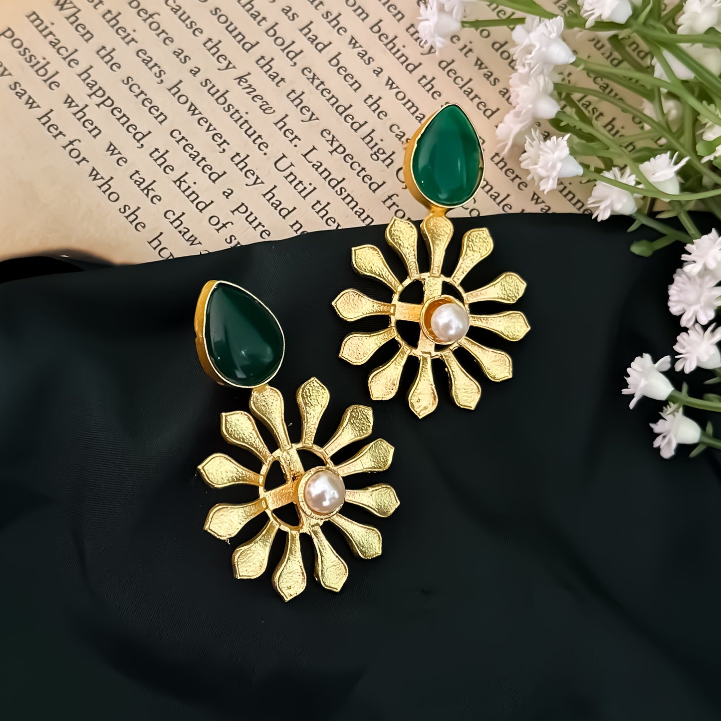 Brazy Brass Earrings - Green