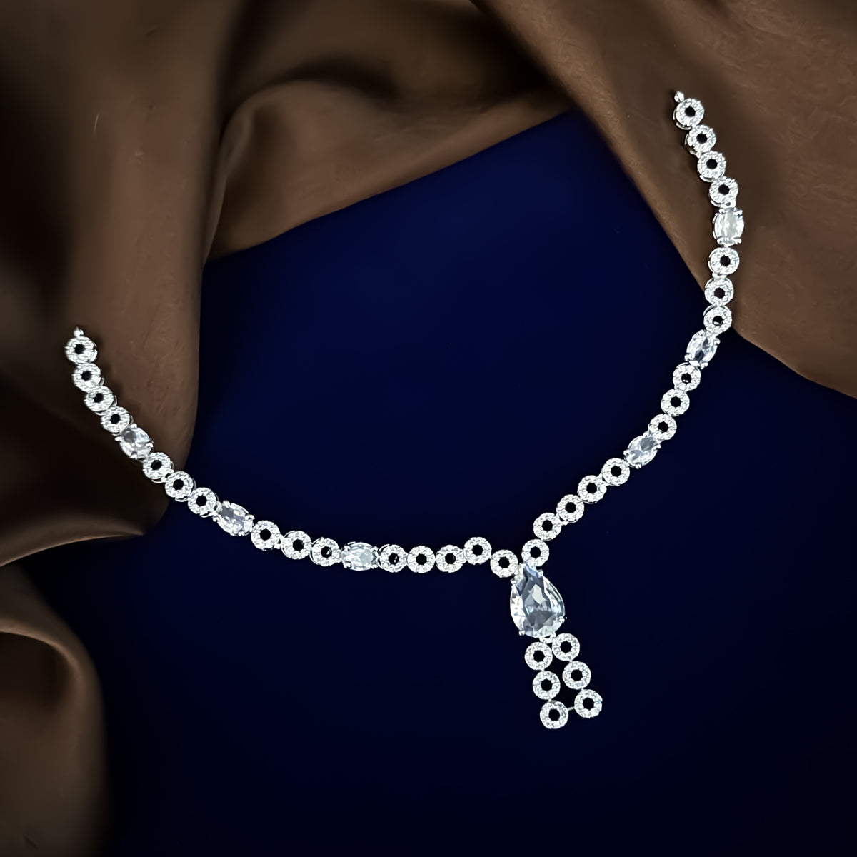Crystal White Eden American Diamond Necklace Set