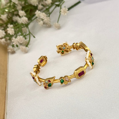 Amberin Jadau Peacock Bracelet/Kada - Multi