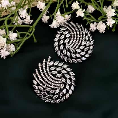 Keylin American Diamond Stud Earrings -Crystal White