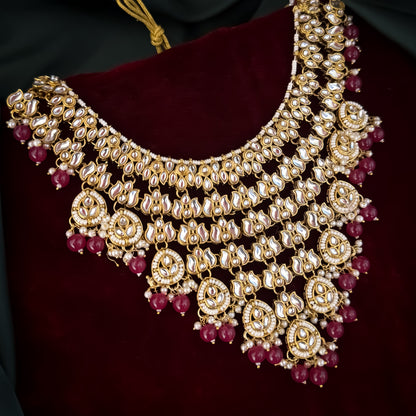 Shameena Premium Kundan Necklace Set - Pink