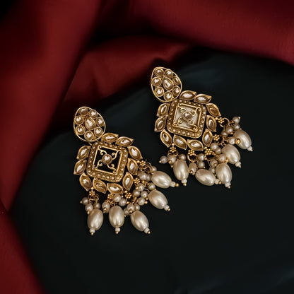 Gauhar Rajwadi Matte Polish Necklace Set - Golden