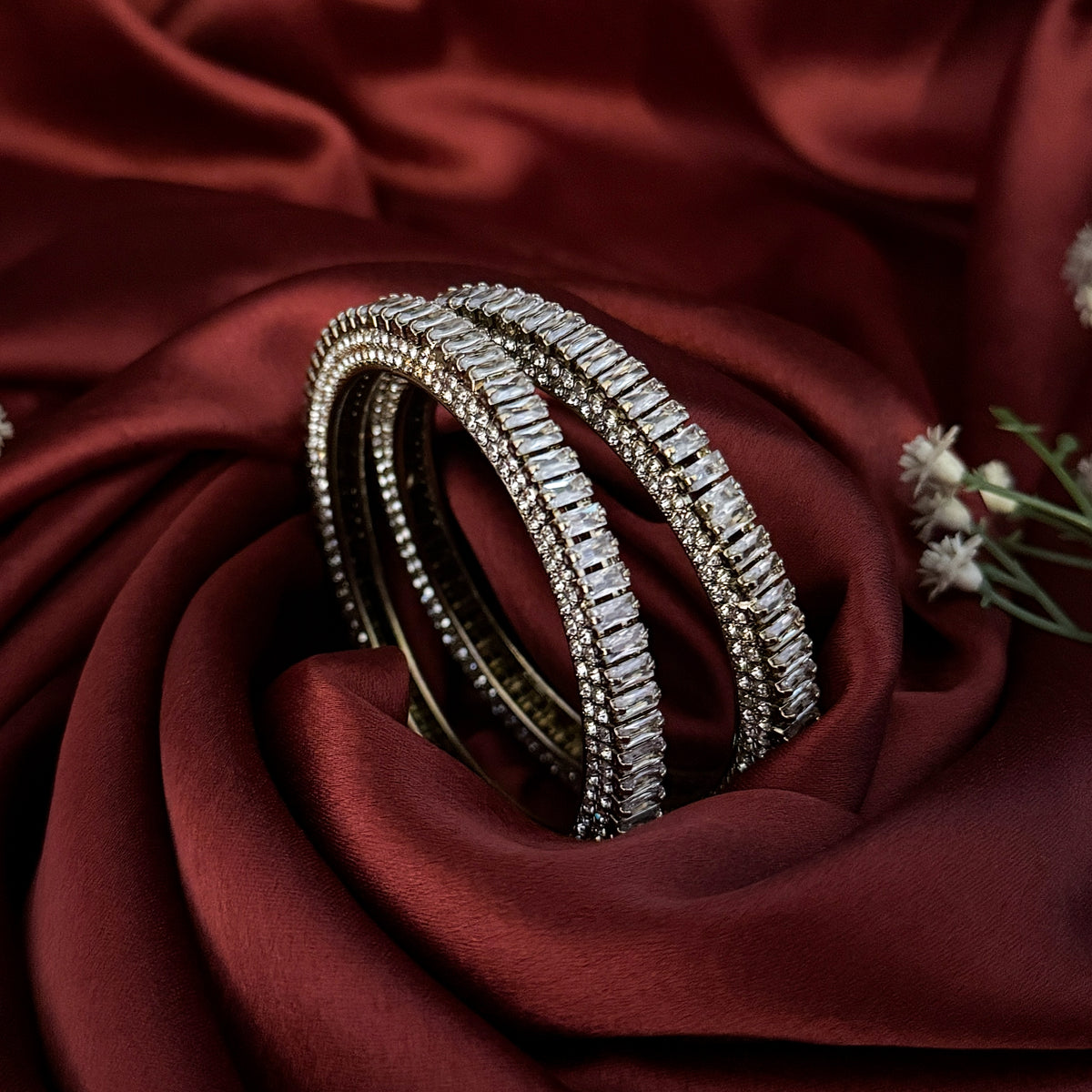 Golden Vrishti Premium AD Bangles (Set of 2)