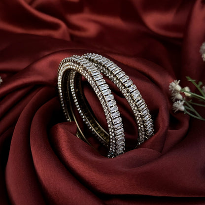 Golden Vrishti Premium AD Bangles (Set of 2)