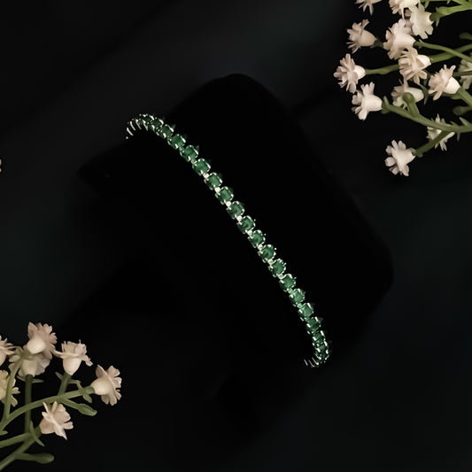 Sarah Cubin Zirconia Tennis  Bracelet - Green