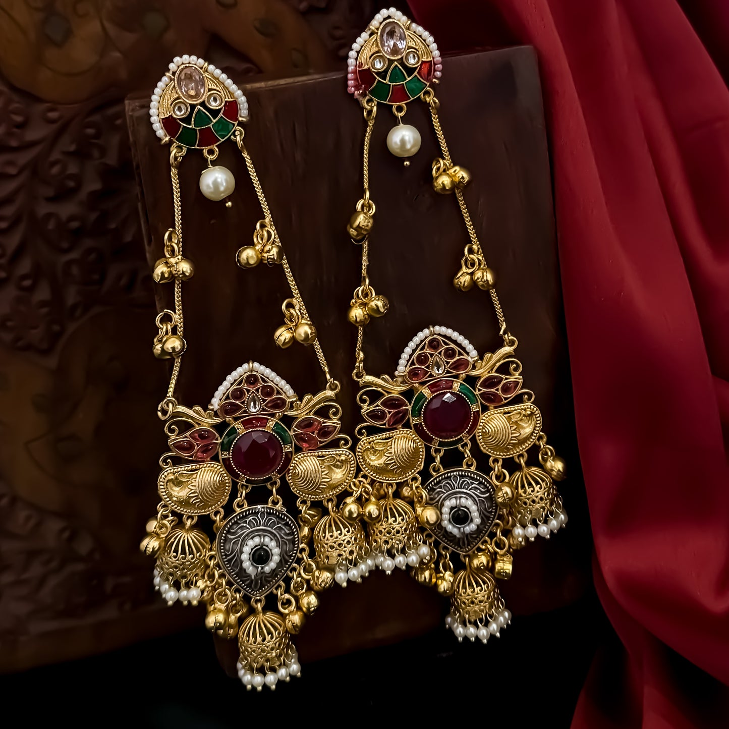 Nemat Kashmiri Brass Ghungroo Earrings - Pink