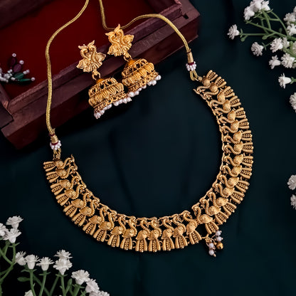 Priyati Peacock Temple Necklace Set