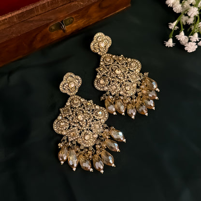 Mandala Jadau Reverse AD Necklace Set- Copper Golden