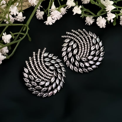 Keylin American Diamond Stud Earrings -Crystal White