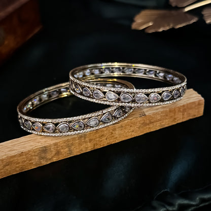 Ashna Premium AD Polki Bangles Golden (Set of 2)