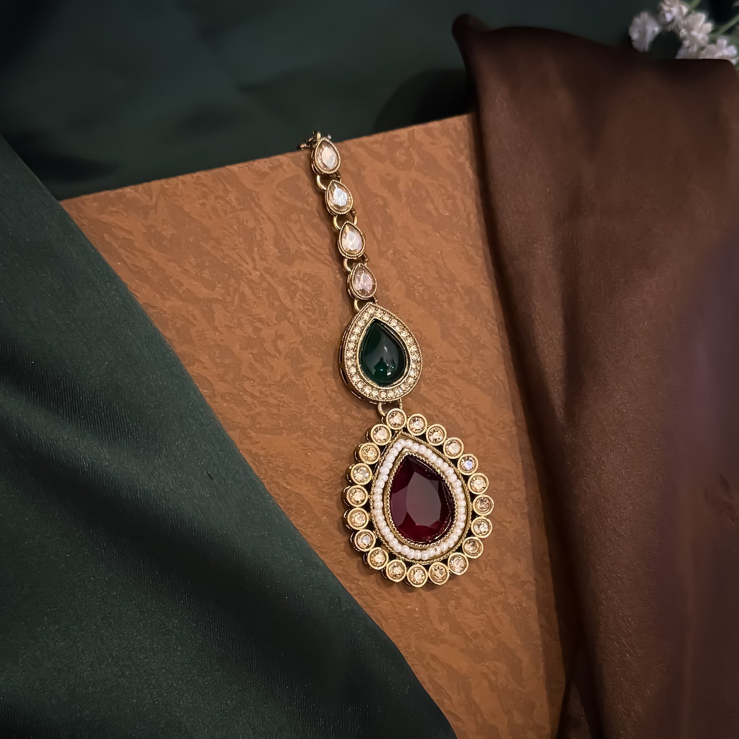 Ashiya Double Layer Designer Zircone Kundan Necklace Set - Multi