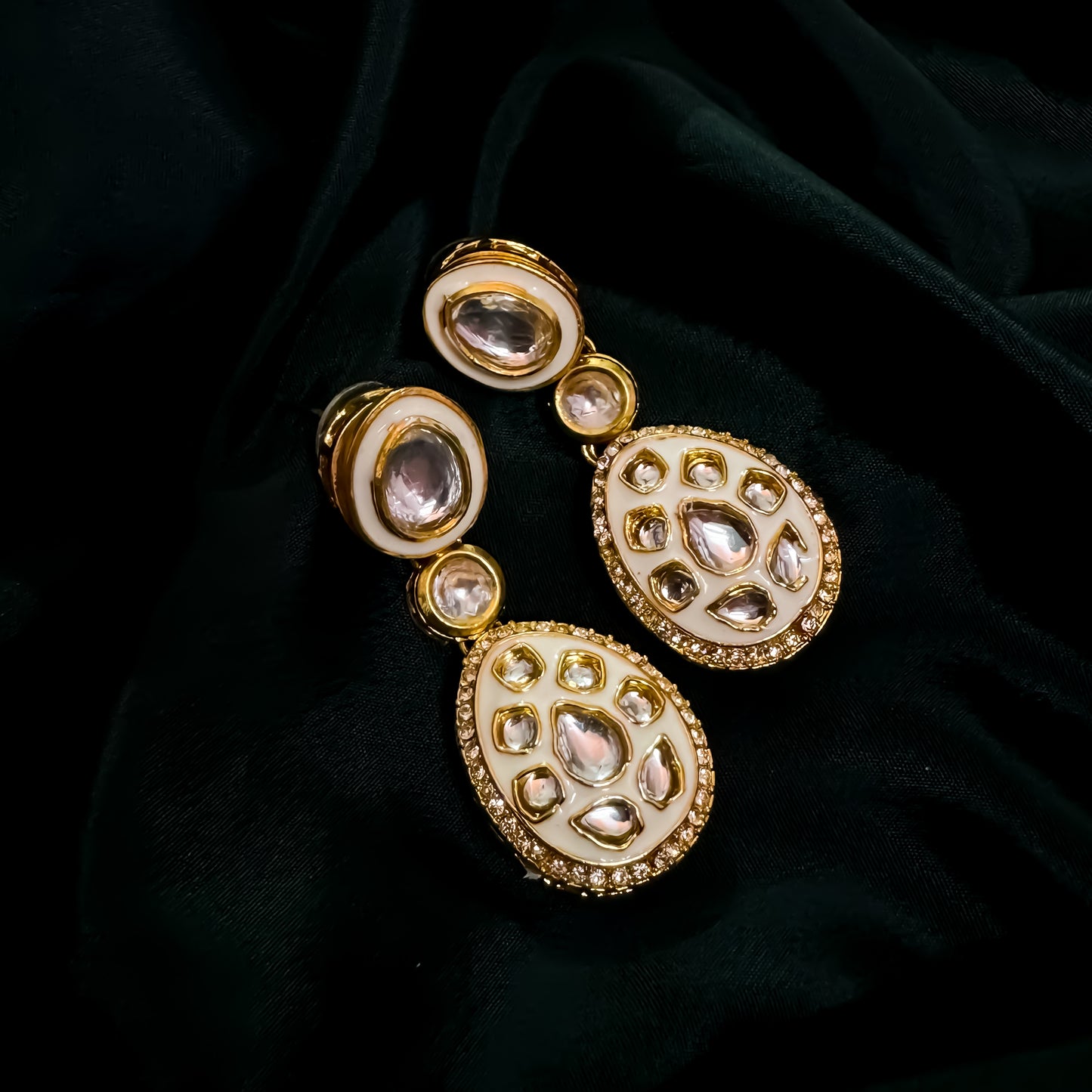 Kismat Kundan Earrings - Golden