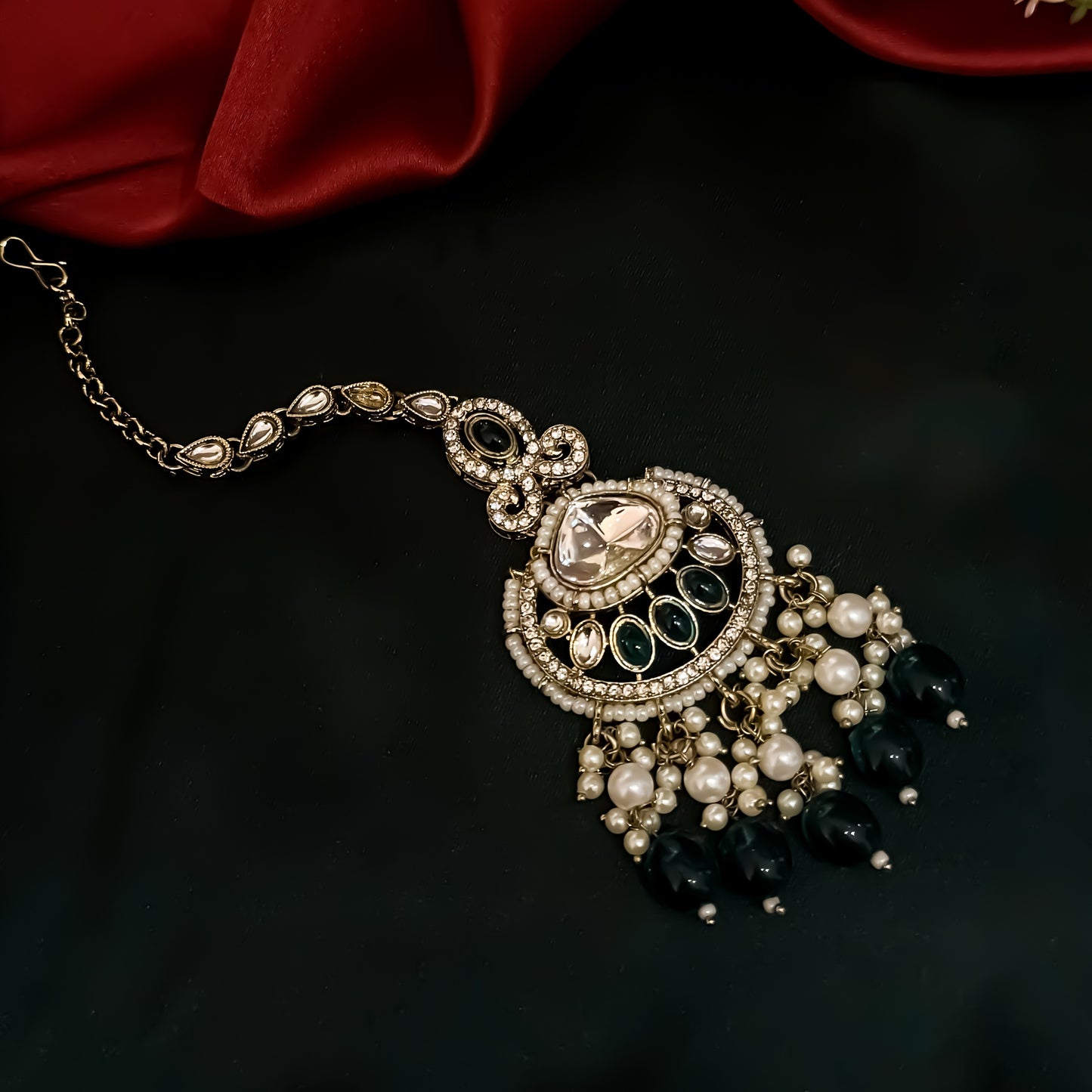 Lavya Pearl Premium Necklace Set - Green