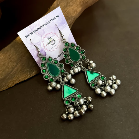 Chandrika Vintage Afghani Earrings - Green
