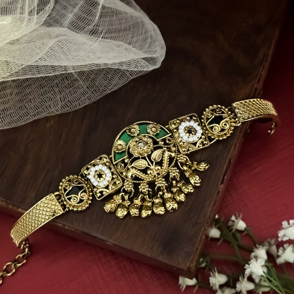 Green Afshan Kashmiri Ghungroo Adjustable Bracelet