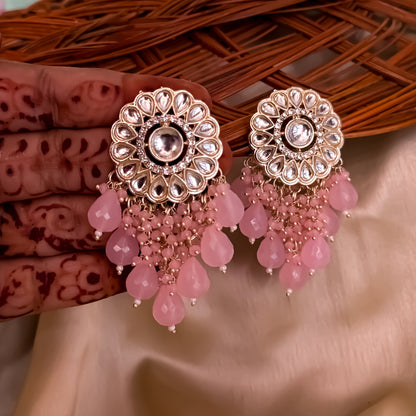 Myra Kundan Chandbali - Baby Pink