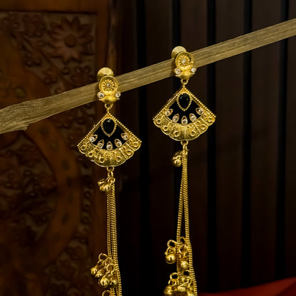 Ritika Kashmiri Brass Ghungroo Earrings - Black