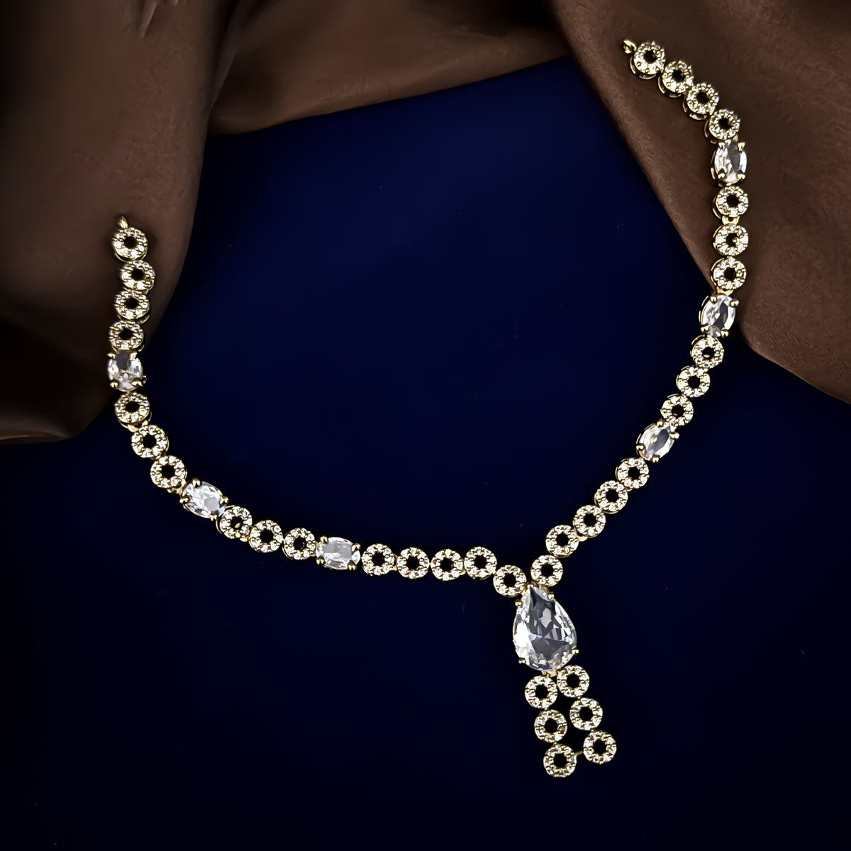 Golden Eden American Diamond Necklace Set