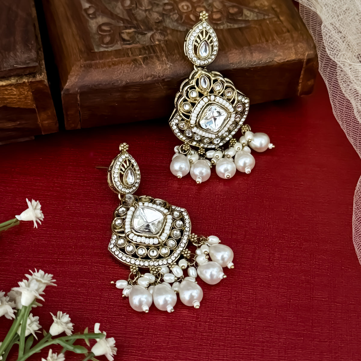 Golden Sanisha Designer Kundan Rani Haar Long Necklace Set