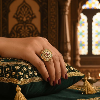 Koyal Jadau Adjustable Ring - Multi