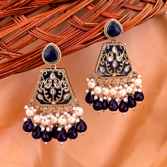 Sanskriti MOP Pearl Chandbali - Blue