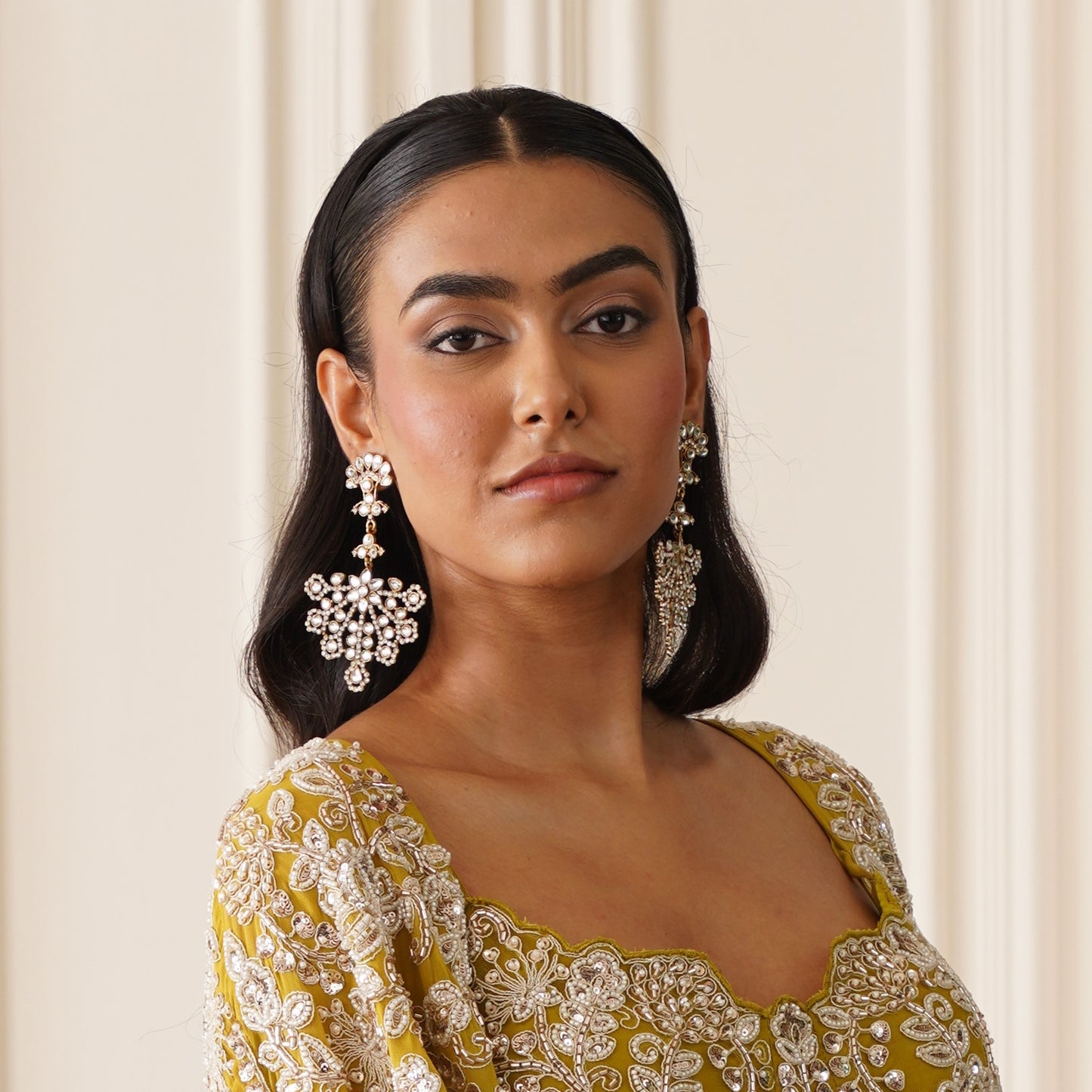 Nikhat Statement Dangler Earrings - Golden