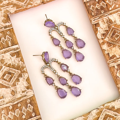 Sharon Chandelier Dangler Earrings - Lavender