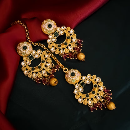 Sayantika Rajwadi Matte Polish Necklace Set - Green