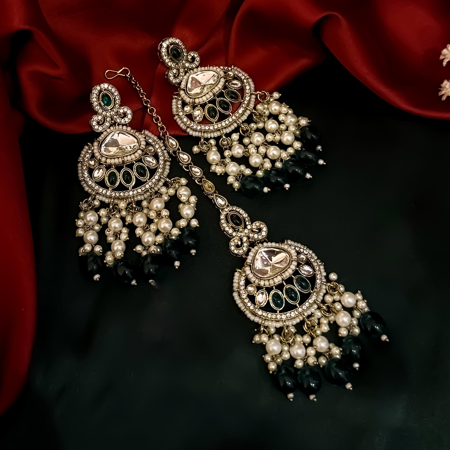 Lavya Pearl Premium Necklace Set - Green