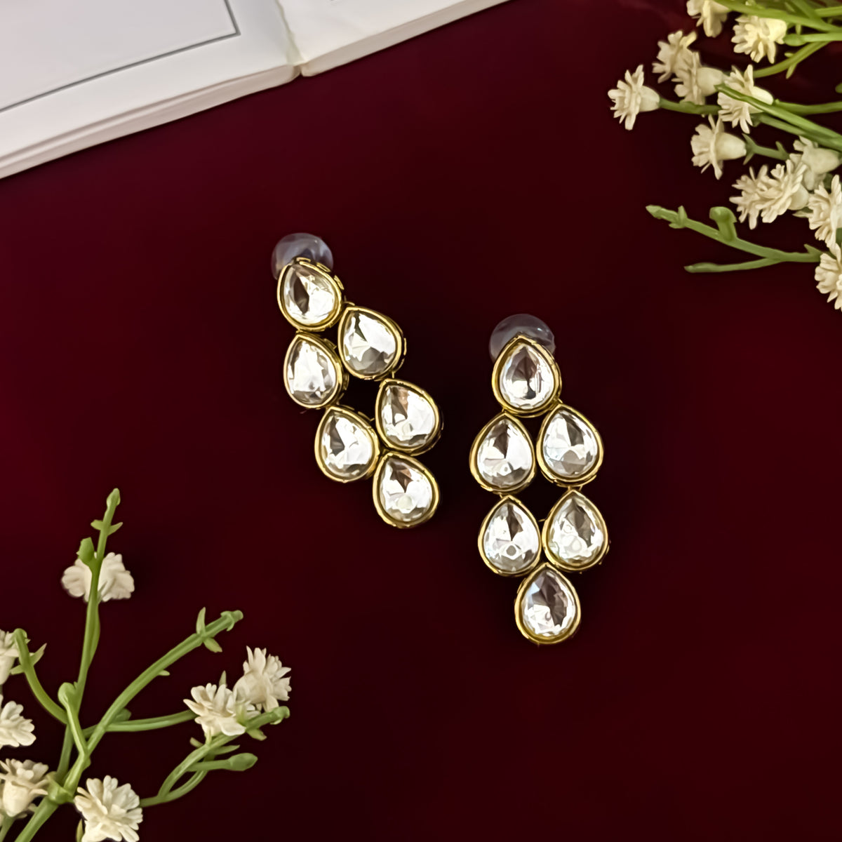 Golden Himakshi Triple Layer Kundan Necklace Set
