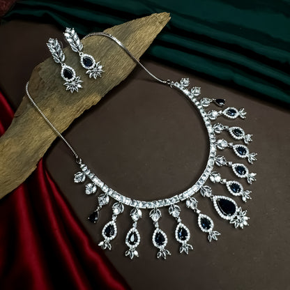 Nilofer AD Necklace Set - Royal Blue