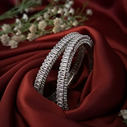 Silver Vrishti Premium AD Bangles (Set of 2)