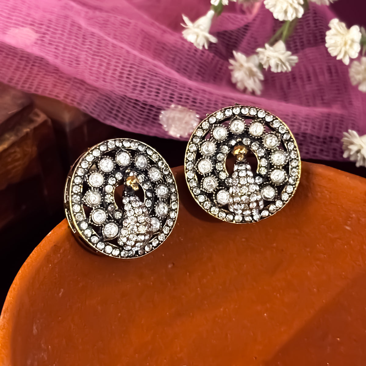 Dhairya Peacock Stud Earrings