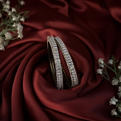 Golden Vrishti Premium AD Bangles (Set of 2)