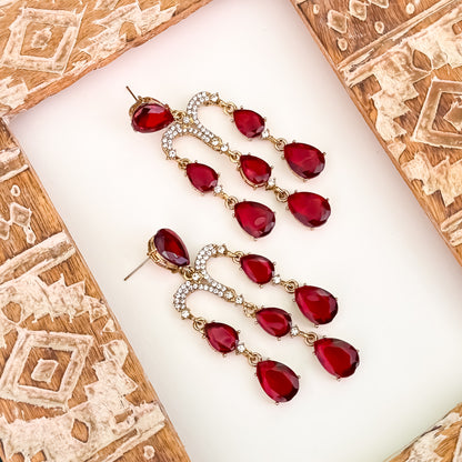 Sharon Chandelier Dangler Earrings - Maroon