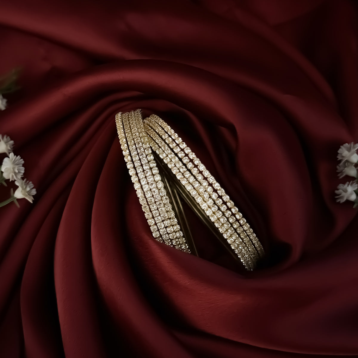Golden Iraaya Premium AD Bangles (Set of 8)
