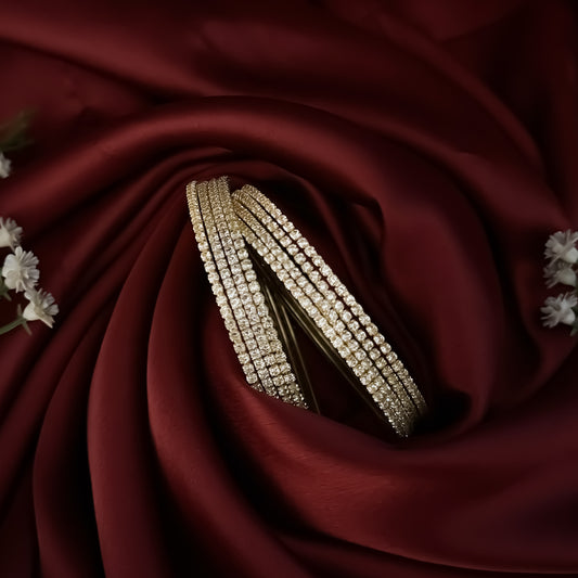 Golden Iraaya Premium AD Bangles (Set of 8)