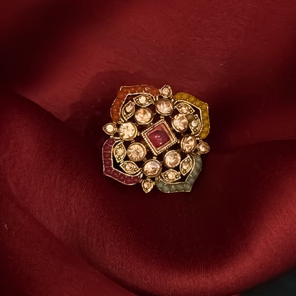 Kartika Jadau Adjustable Ring - Multi