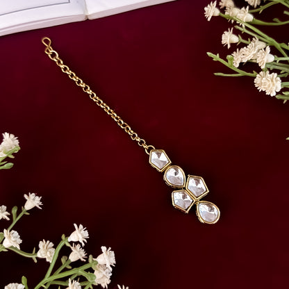 Golden Apeksha Double Layer Uncut Kundan Necklace Set