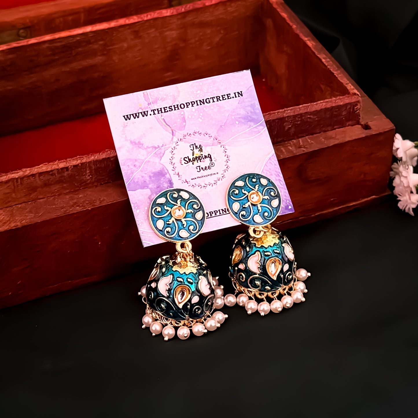 Ridhima Meenakari Hasli Necklace Set - Peacock Blue