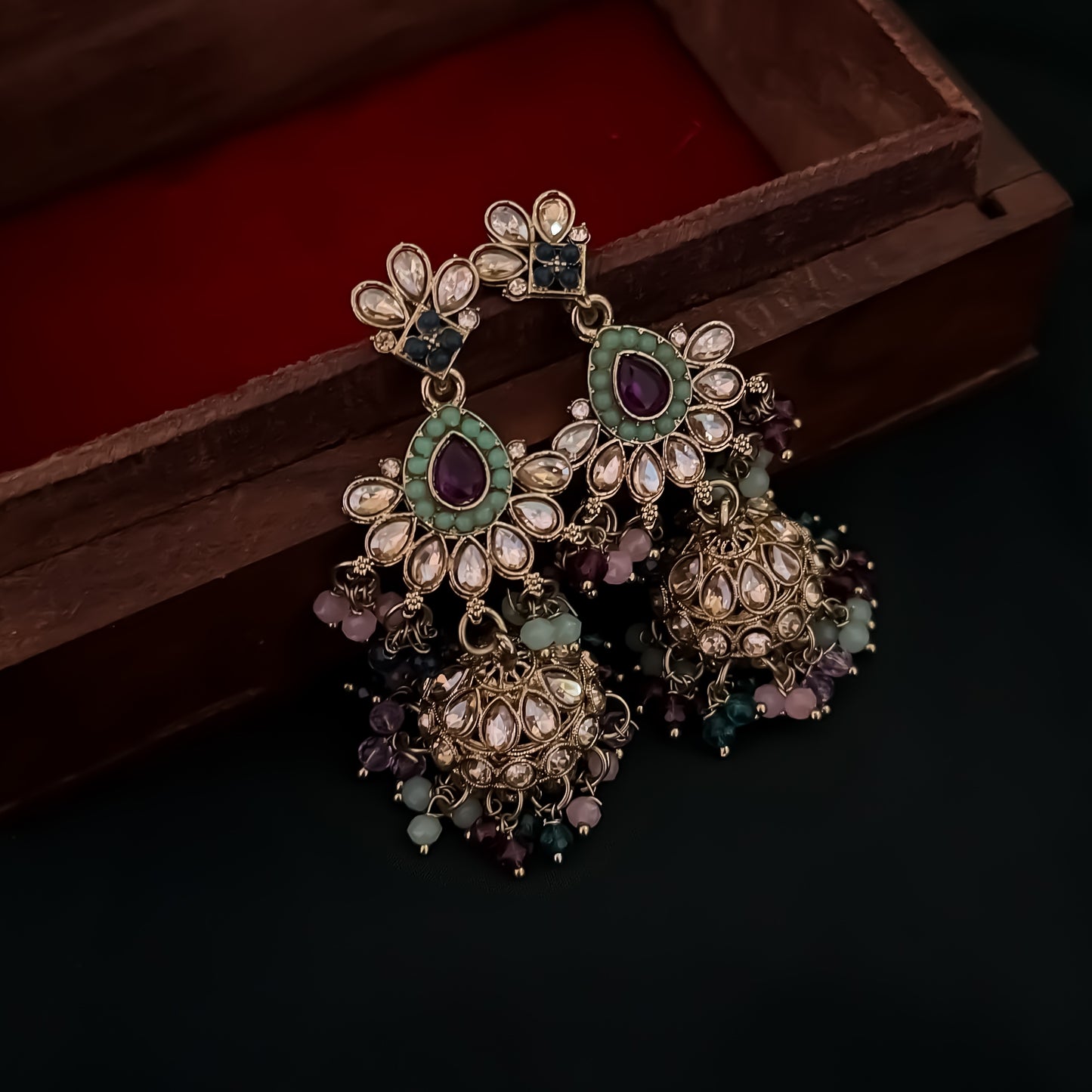 Haniya Jadau Reverse AD Necklace Set - Multi